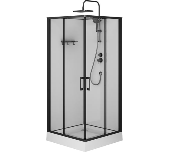 Кабина душевая AM.PM Above 90×90 квадратная, профиль черный матовый, стекло прозрачное W9XC-403-9090BT