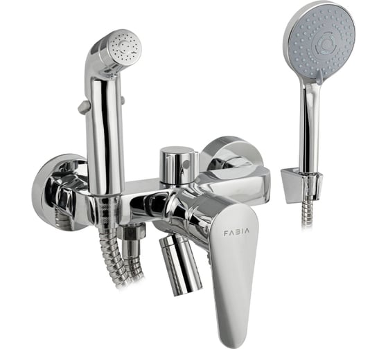 Смеситель FABIA с душевой и гигиенической лейками, поворотный излив-аэратор, цвет хром 9605
