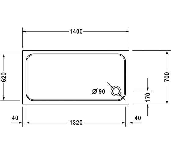 Душевой поддон Duravit D-Code Antislip 720095000000001 00283123
