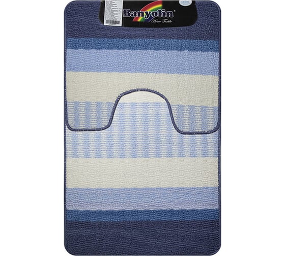 Коврик в ванную Санакс СТАР-ЛООП, двойной, синий, 550 х 900, 550 х 450 мм, полиэстер 00-822