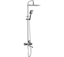 Смеситель + стойка душевая FABIA тропический душ хромированный, с двумя лейками, с длинным изливом, корпус - латунь 9675