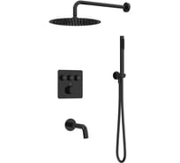 Душевая система скрытого монтажа для ванны и душа  Tissage  на 3 потока (комплект с монтажным блоком), Черный глянец Milleau TERMO 3SBIT/801-GB