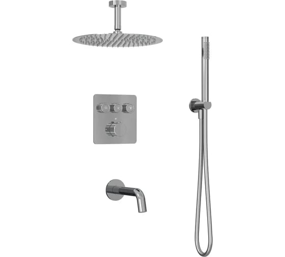 Душевая система скрытого монтажа для ванны и душа  Tissage  на 3 потока (комплект с монтажным блоком), хром Milleau TERMO 3SBIT/802-CR