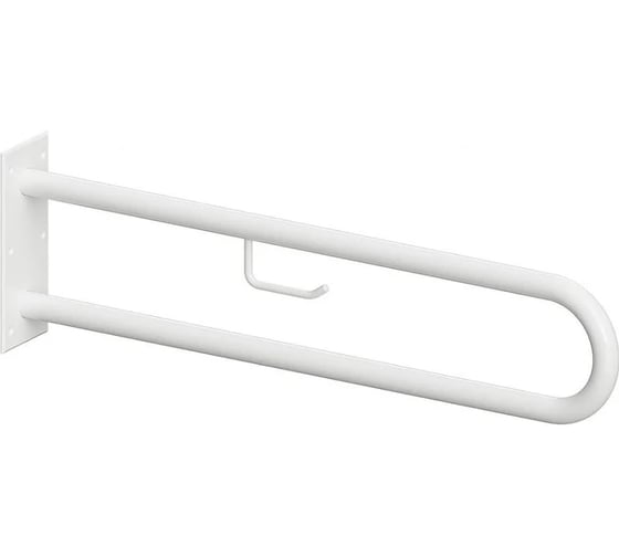 Oпopный U-образный поручень с держателем туалетной бумаги Bemeta HELP 813 мм, белый 301907464
