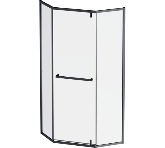 Душевое огражд AM.PM Gem 5-угольная, распашная дверь 90x90 мат черный,стекло прозрачн W90G-405-9090-BT