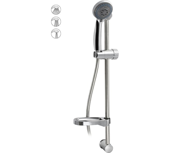 Стойка душевая Санакс МЕТАЛ с душевой лейкой 3 режима, шлангом и мыльницей 00001