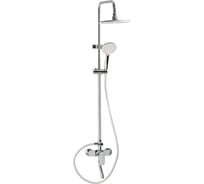 Смеситель + стойка душевая тропический душ Санакс МАГНУС с двумя круглыми лейками, овальный корпус, цвет ХРОМ 8476