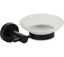 Мыльница стеклянная с креплением к стене GFmark из нержавеющей стали, на круглом основании, цвет черный 82004