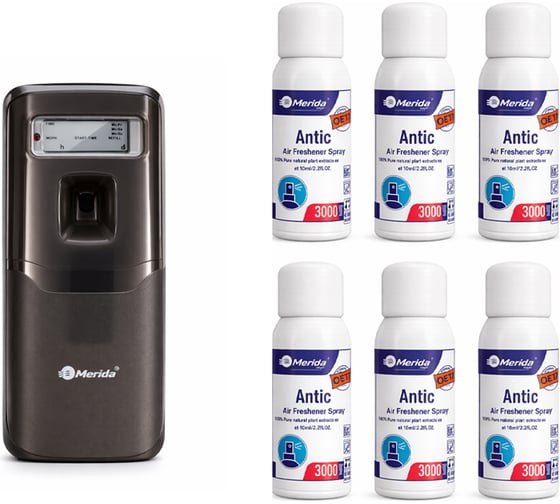 Набор Merida HARMONY диспенсер для освежителя воздуха  110 мл, черный и Освежитель воздуха ПРЕМИУМ Антик 110 мл K_GHC705_OE12