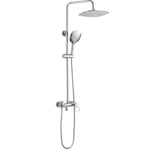 Смеситель + стойка душевая тропический душ Brimix с двумя ХРОМИРОВАННЫМИ квадратными лейками, латунный корпус, цвет ХРОМ 3074