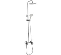 Смеситель + стойка душевая тропический душ Brimix с двумя круглыми лейками, латунный корпус, цвет хром 3087