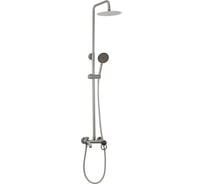 Смеситель + стойка душевая тропический душ Brimix с двумя круглыми лейками, латунный корпус, цвет САТИН 3085