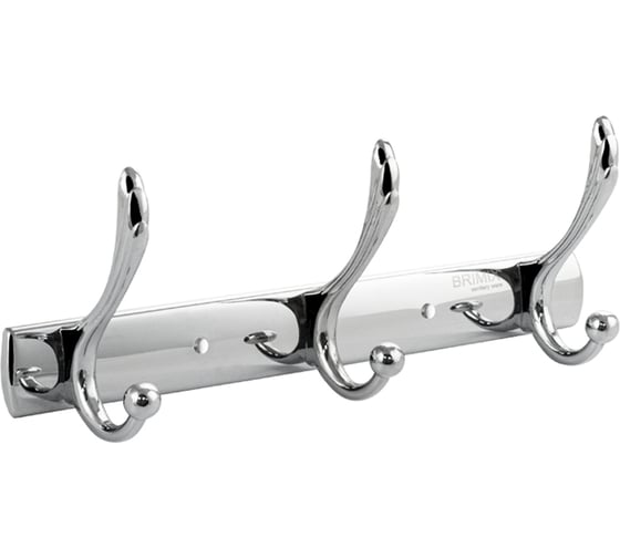 Крючок для полотенца на планке Brimix 3 х 2 шт, усиленный, цвет хром 563