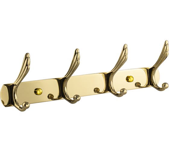 Крючок для полотенца на планке Brimix 4 х 2 шт, усиленный, цвет золото 564-G
