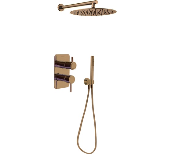 Встраиваемый смеситель для душа Ramon Soler ODISEA на 2 выхода с тропическим и ручным душем, медь K3915122CUC