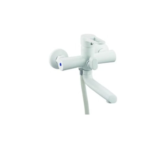 Смеситель для ванной Zegor с поворотным литым изливом 150мм 360, картридж 35, покрытие белое матовое, встроенный в корпус картриджное переключение на душ PUD3-A045YW