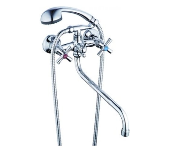 Смеситель для ванной Zegor с поворотным S-образным круглым изливом 360, керамическая букса (1/2) 180 DFR7-A722