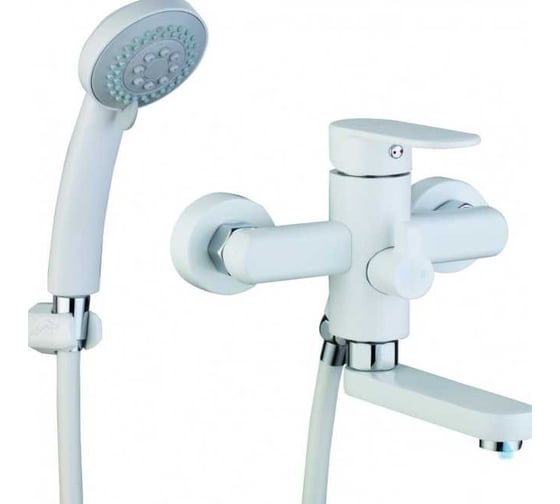 Смеситель для ванной Zegor с поворотным литым плоским изливом 150мм 360, картридж 35, покрытие белое матовое, встроенный в корпус картриджное переключение на душ LOB3-A128-YW