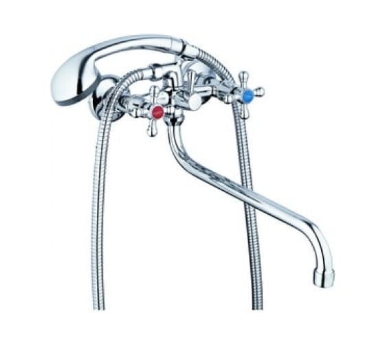 Смеситель для ванной Zegor с поворотным S-образным круглым изливом 360, керамическая букса (1/2) 180 DMX7-A605