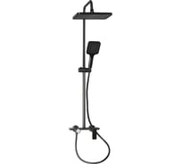 Смеситель + стойка душевая тропический душ BRIMIX с двумя лейками, прямоугольный алюминиевый корпус, цвет ГРАФИТ. 88707
