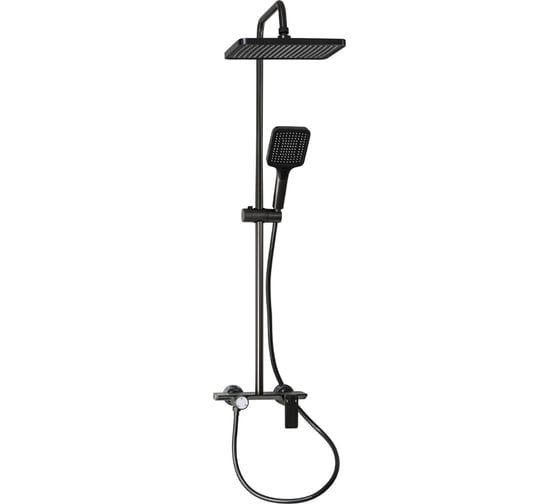 Смеситель + стойка душевая тропический душ BRIMIX с двумя лейками, прямоугольный алюминиевый корпус, цвет ГРАФИТ. 88707