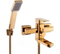 Смеситель для ванной Zegor с поворотным литым плоским изливом 150мм 360, картридж 35, покрытие золото, встр. в корпус картриджное переключение на душ LEB3-A123KG