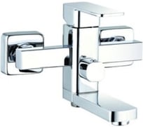 Смеситель для ванной Zegor с поворотным литым плоским изливом 150мм 360, картридж 35, покрытие хром, встр. в корпус картриджное переключение на душ LEB3-A123