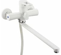 Смеситель для ванной Zegor с поворотным плоским изливом 360, картридж 35, покрытие белое матовое, встр. в корпус картриджное переключение на душ PUD7-A045YW