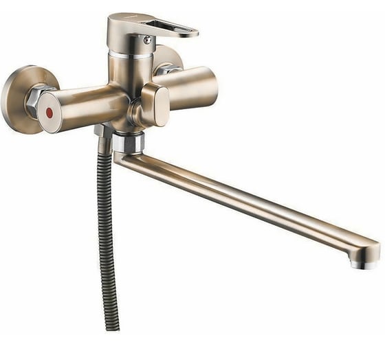 Смеситель для ванной Zegor с поворотным плоским изливом 360, картридж 35, покрытие бронза, встр. в корпус картриджное переключение на душ PUD7-A045KT