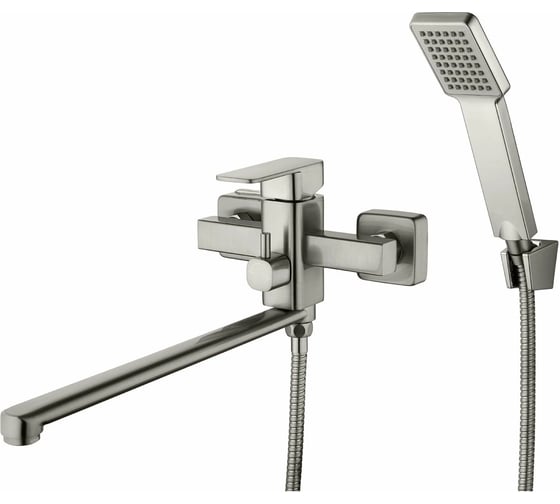 Смеситель для ванной Zegor с поворотным плоским изливом 360, картридж 35, покрытие сатин, встр. в корпус картриджное переключение на душ LEB7-B123KH