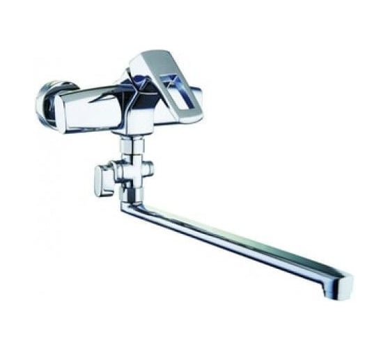 Смеситель для ванной Zegor с поворотным плоским изливом 360, картридж 35, покрытие хром, выносной картриджный дивертор на душ NEF6-A232