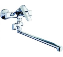 Смеситель для ванной Zegor с поворотным плоским изливом 360, картридж 35, покрытие хром, выносной картриджный дивертор на душ NOF6-A033