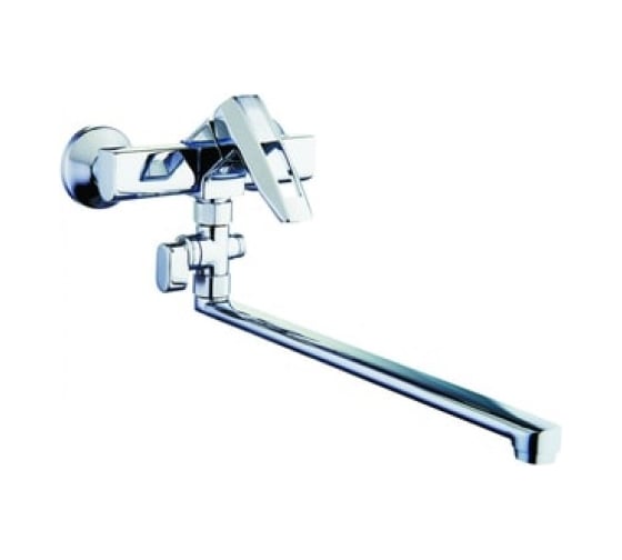 Смеситель для ванной Zegor с поворотным плоским изливом 360, картридж 35, покрытие хром, выносной картриджный дивертор на душ NOF6-A033