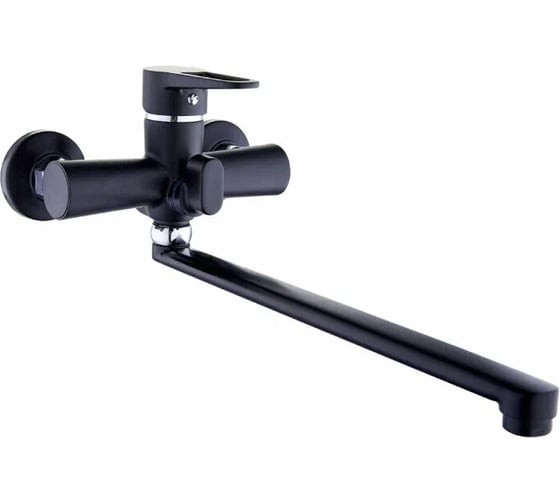 Смеситель для ванной Zegor с поворотным плоским изливом 360, картридж 35, покрытие чёрное матовое, встр. в корпус картриджное переключение на душ PUD7-A045YB