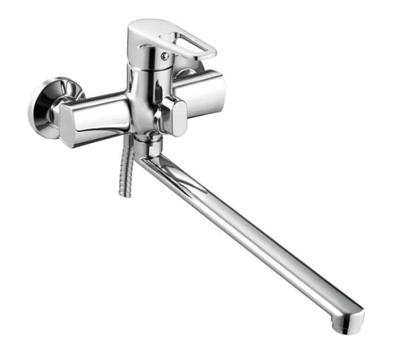 Смеситель для ванной Zegor с поворотным плоским изливом 360, картридж 40, встр. в корпус картриджное переключение на душ, встр. в корпус трубки из нерж стали SUS 304 (пищевая) EDN7-A183