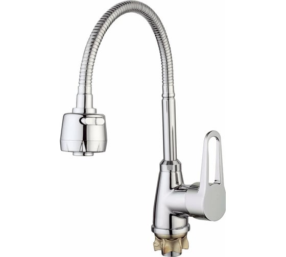 Смеситель для кухонной мойки Zegor с поворотным гибким изливом 360, картридж 35, покрытие хром SOP4-E045