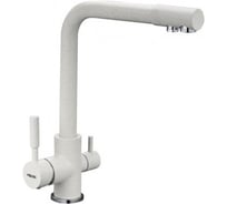 Смеситель для кухонной мойки Zegor с поворотным Г-образным изливом 360 и подключением к фильтру с питьевой водой, картридж 35 / 25, покрытие белый матовый гранит, крепление гайка-втулка SAF18-A092KW