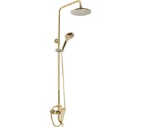 Смеситель + стойка душевая тропический душ Санакс с двумя лейками, серия МАГНУС, под ЗОЛОТО 9375