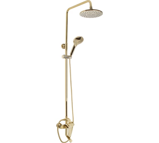 Смеситель + стойка душевая тропический душ Санакс с двумя лейками, серия МАГНУС, под ЗОЛОТО 9375