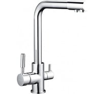 Смеситель для кухонной мойки Zegor с поворотным Г-образным изливом 360 и подключением к фильтру с питьевой водой, картридж 35 / 25, покрытие хром, крепление гайка-втулка SAF18-A092