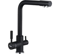 Смеситель для кухонной мойки Zegor с поворотным Г-образным изливом 360 и подключением к фильтру с питьевой водой, картридж 35 / 25, покрытие чёрный матовый гранит, крепление гайка-втулка SAF18-A092KB