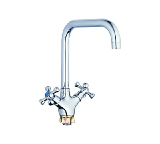 Смеситель для кухонной мойки Zegor с поворотным Г-образным изливом 360, керамическая букса (1/2) 180 DML4-C827