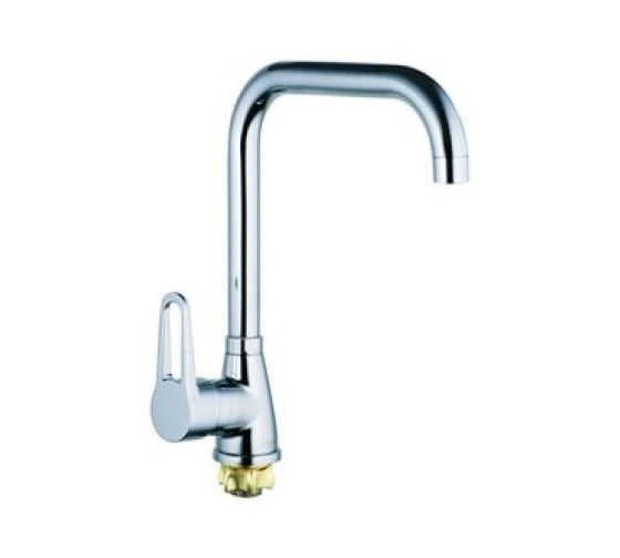 Смеситель для кухонной мойки Zegor с поворотным Г-образным круглым изливом 360, картридж 35, покрытие хром SOP4-A045