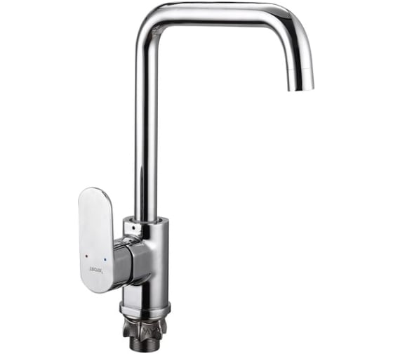 Смеситель для кухонной мойки Zegor с поворотным Г-образным круглым изливом 360, картридж 35, покрытие хром, крепление гайка (корона) GAB4-A136