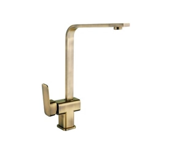 Смеситель для кухонной мойки Zegor с поворотным Г-образным плоским изливом 360, картридж 35, покрытие бронза, крепление шпилька двойная LEB4-A123KT