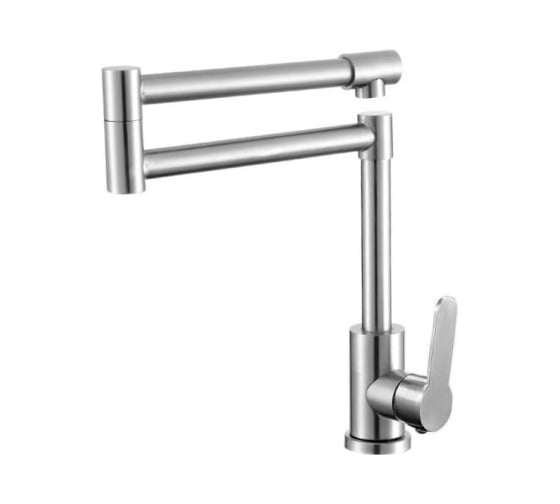 Смеситель для кухонной мойки Zegor с поворотным двойным круглым изливом 360, картридж 35, без покрытия, крепление гайка-втулка SAP4-C097