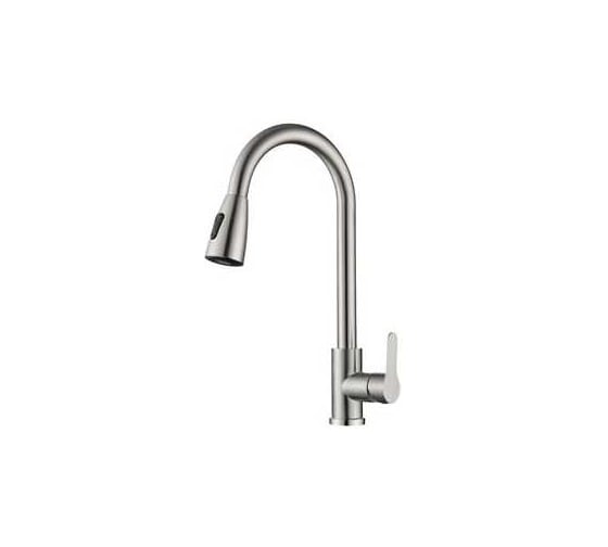 Смеситель для кухонной мойки Zegor с поворотным круглым изливом 360, аэратор с кнопкой и распылением, картридж 35, без покрытия, крепление гайка-втулка SAP4-H097