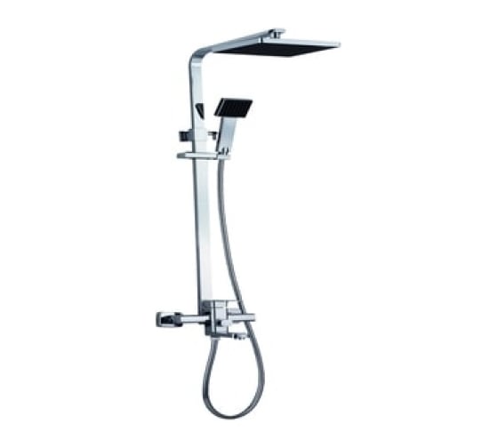 Смеситель для ванной Zegor с душевой системой, с поворотным литым плоским изливом 150мм 360, картридж 35, встроенный в корпус картриджное переключение на душ и душевую систему LEB16-A123