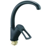 Смеситель для кухонной мойки Zegor усиленный корпус, с поворотным круглым изливом 360, картридж 40, покрытие чёрный матовый гранит, крепление гайка (корона) DYU4-A181KB