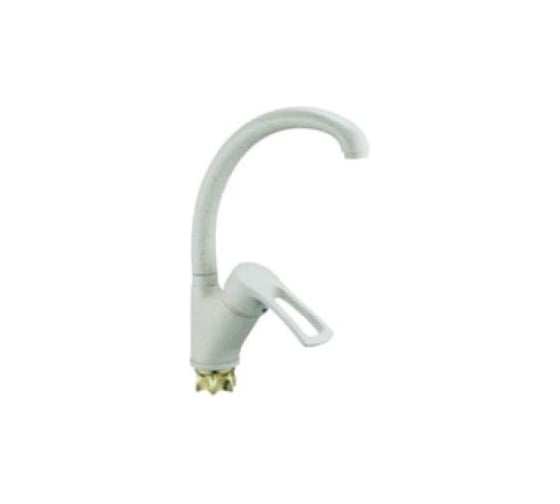 Смеситель для кухонной мойки Zegor усиленный корпус, с поворотным круглым изливом 360, картридж 40, покрытие бежевый матовый гранит, крепление гайка (корона) DYU4-A181KS